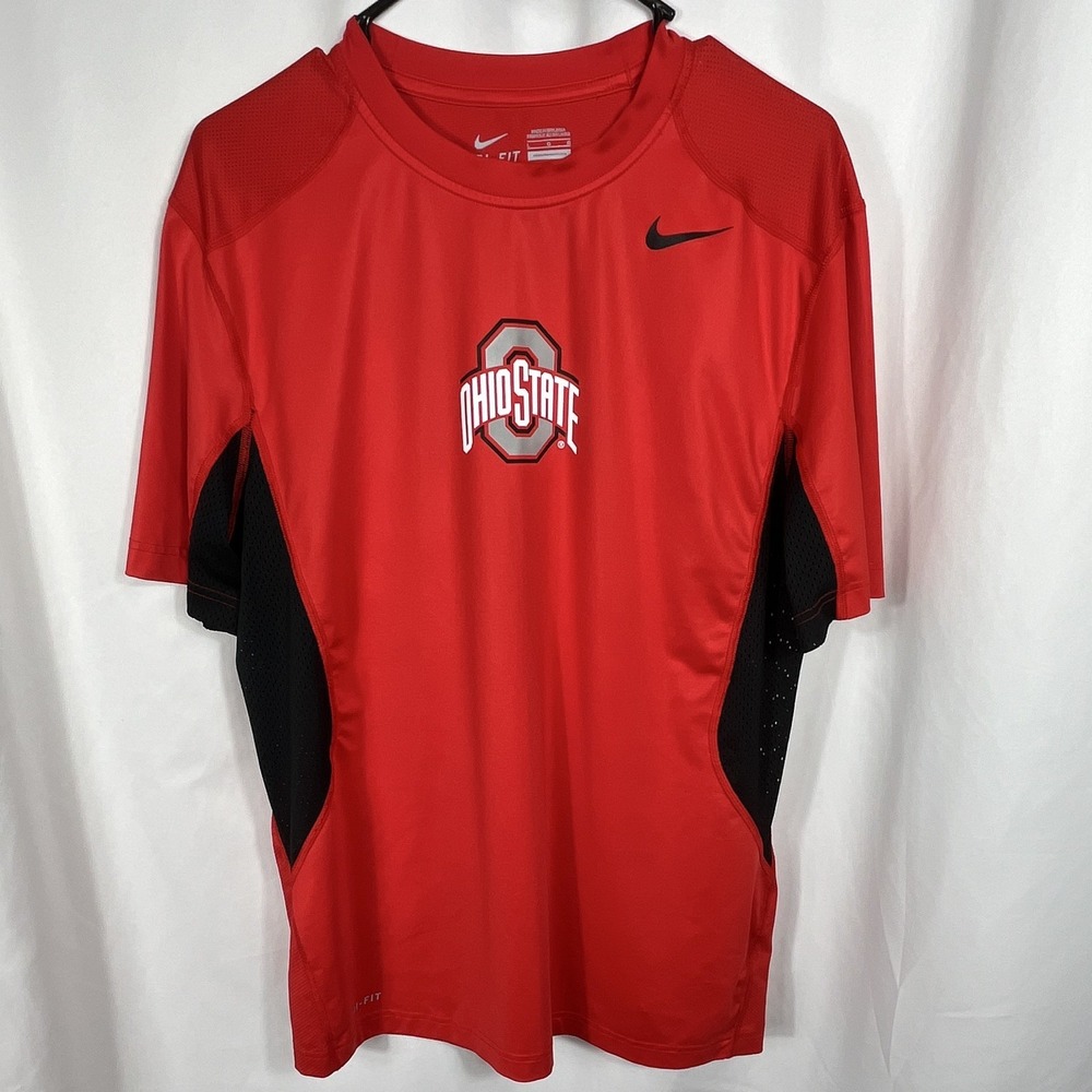 Nike Dri-FIT Ohio State Buckeyes Red/Black Short Sleeve Shirt, Size Large